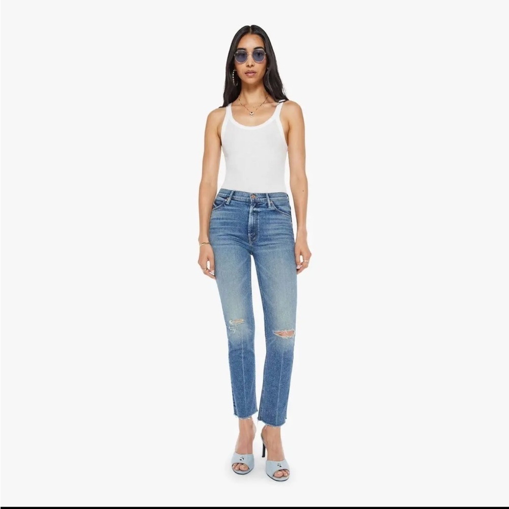 MOTHER The Mid Rise Dazzler Ankle Fray Going In Circles Jeans Size 24